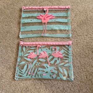 Flamingo Print Clear Pouches